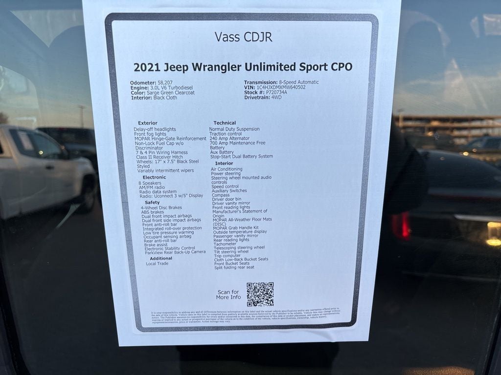 2021 Jeep Wrangler Unlimited Sport CPO