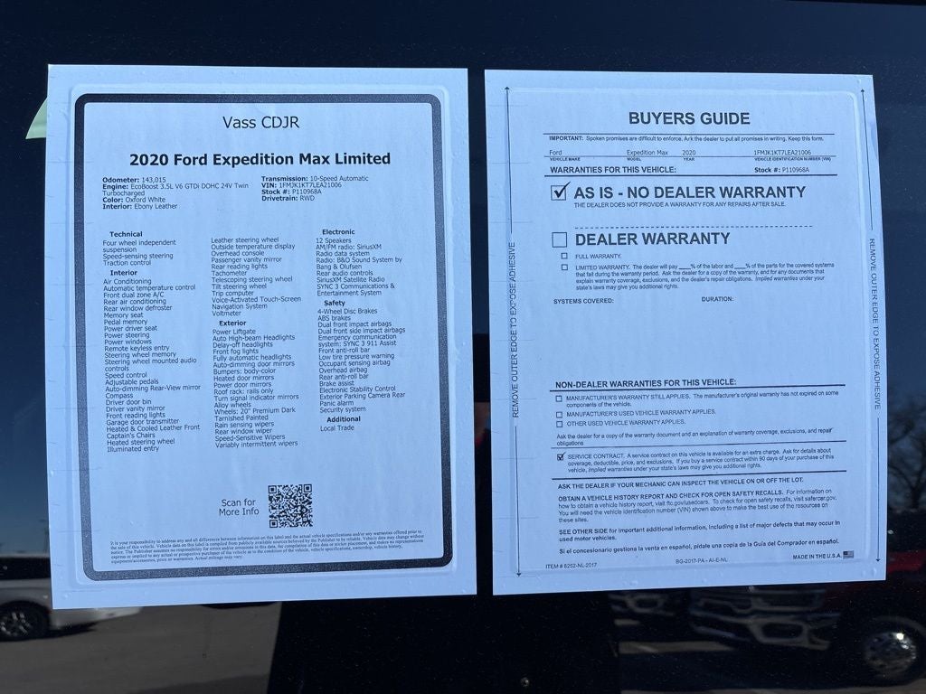 2020 Ford Expedition Max Limited AS-IS