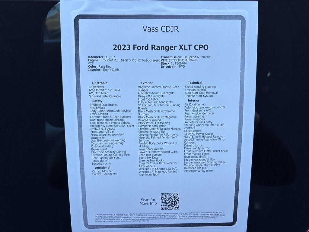 2023 Ford Ranger XLT CPO