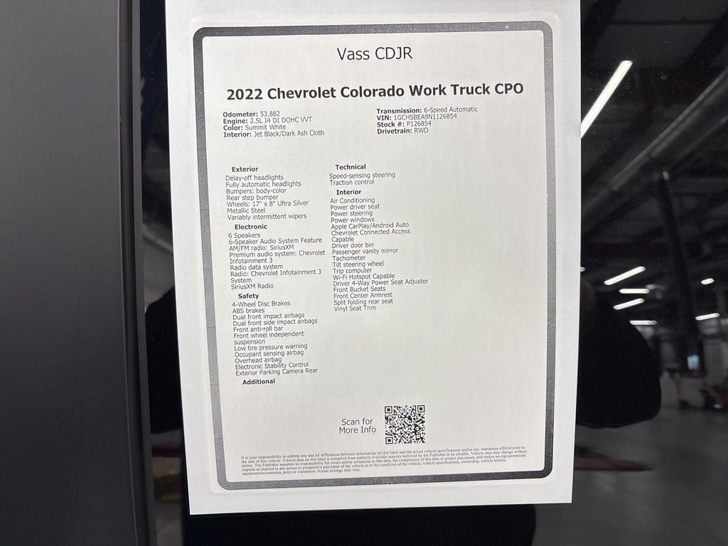 2022 Chevrolet Colorado Work Truck CPO