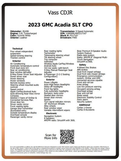 2023 GMC Acadia SLT CPO