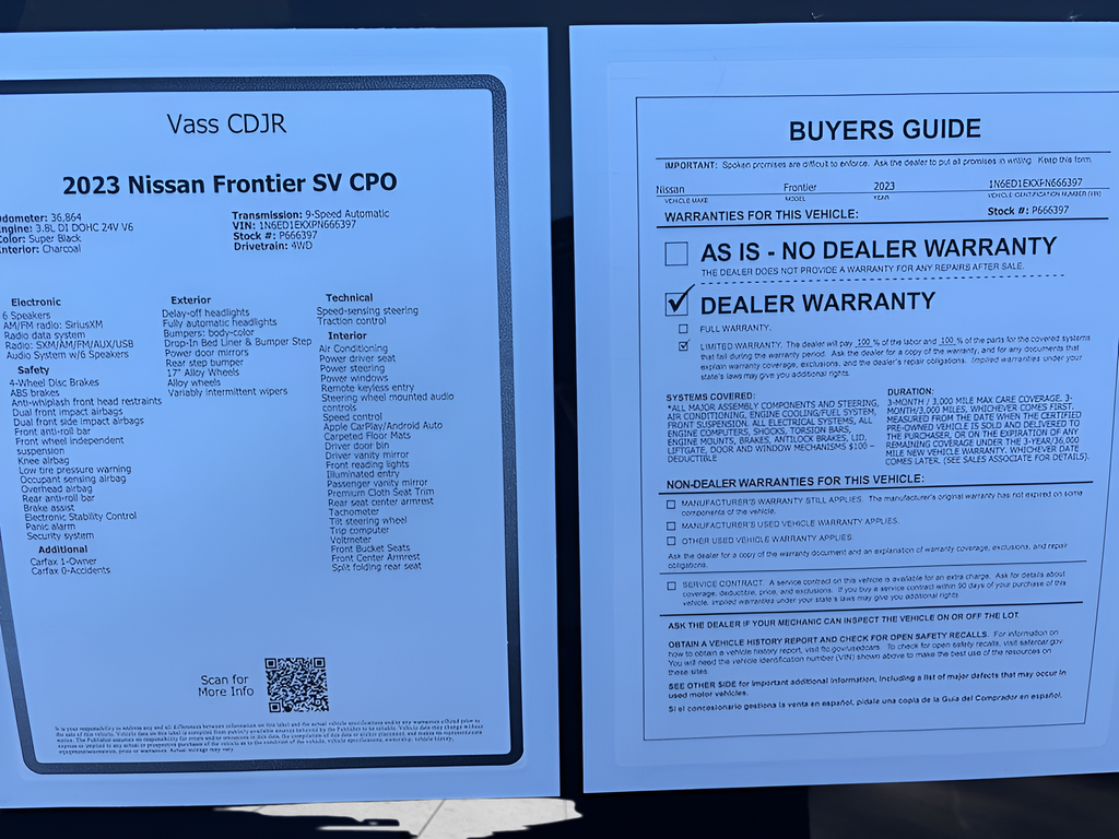 2023 Nissan Frontier SV CPO