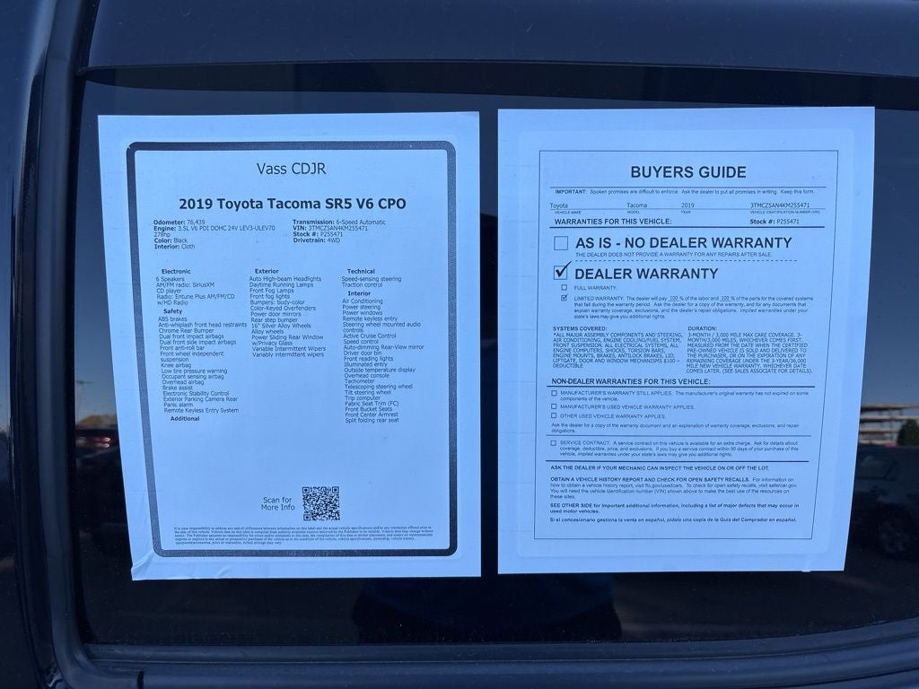 2019 Toyota Tacoma SR5 V6 CPO