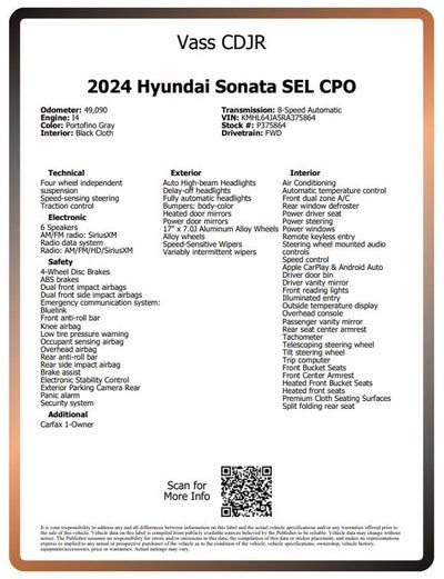 2024 Hyundai Sonata SEL CPO