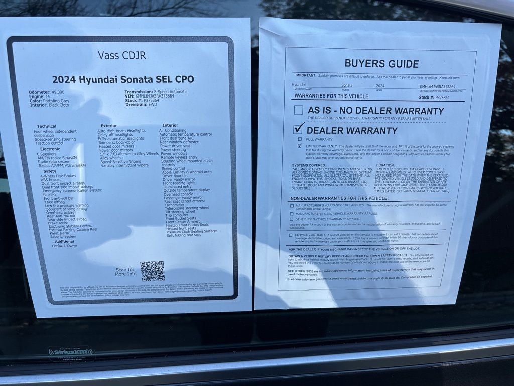 2024 Hyundai Sonata SEL CPO